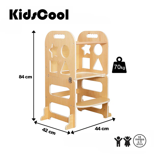 Torre De Aprendizaje Madera Infantil 3 En 1 Mesa Pizarra Kidscool 