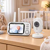 Monitor de Bebé Cámara Video Inalámbrico 2.4G Pantalla 3.5 Pulgadas Kidscool Blanco - Monitor Bebé Nocturno Audio Bidireccional 