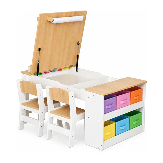 Juego De Mesa De Actividades Infantil Madera Con 2 Sillas Kidscool