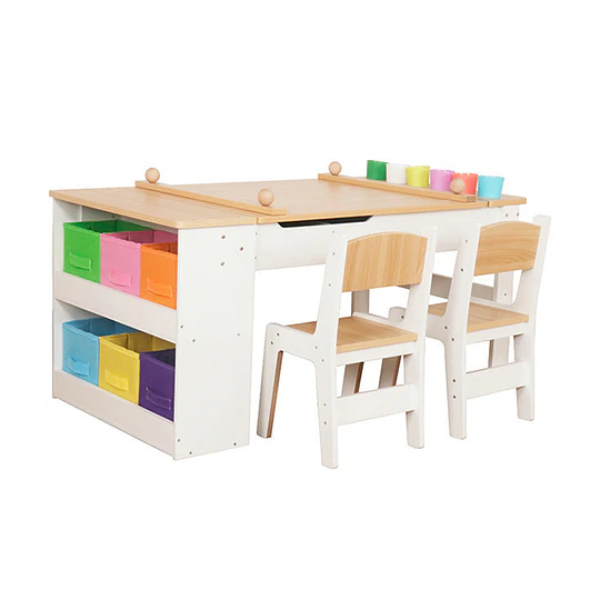 Juego De Mesa De Actividades Infantil Madera Con 2 Sillas Kidscool
