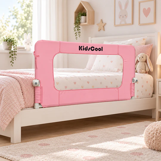 Baranda de Cama Infantil 1.2M Anti Caídas Abatible Kidscool Rosa - Protección de Seguridad