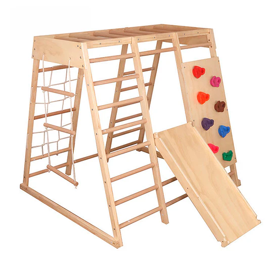 Juego De Escalada Madera Infantil Pikler Con Tobogán Kidscool 