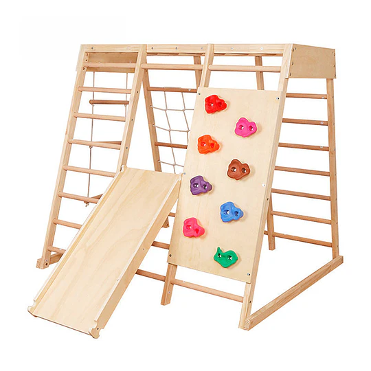 Juego De Escalada Madera Infantil Pikler Con Tobogán Kidscool 