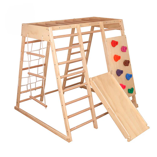 Juego De Escalada Madera Infantil Pikler Con Tobogán Kidscool 