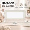 Baranda de Cama Infantil 1.8M Anti Caídas Abatible Kidscool Blanco - Protección de Seguridad para Niños 