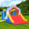 Castillo Inflable Infantil Grande Tiburón Kidscool con 3 Zonas de Juego, Tobogán y Soplador 450W