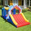 Castillo Inflable Infantil Grande Tiburón Kidscool con 3 Zonas de Juego, Tobogán y Soplador 450W