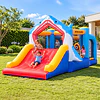 Castillo Inflable Infantil Grande Tiburón Kidscool con 3 Zonas de Juego, Tobogán y Soplador 450W