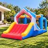 Castillo Inflable Infantil Grande Tiburón Kidscool con 3 Zonas de Juego, Tobogán y Soplador 450W