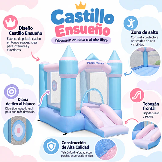 Castillo Inflable Mágico Ensueño Kidscool Con Tobogán 3 en 1