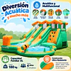 Juego Inflable Acuático Doble Tobogán Kidscool Con Escalador y Piscina
