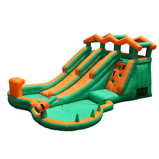 Juego Inflable Acuático Doble Tobogán Kidscool Con Escalador y Piscina