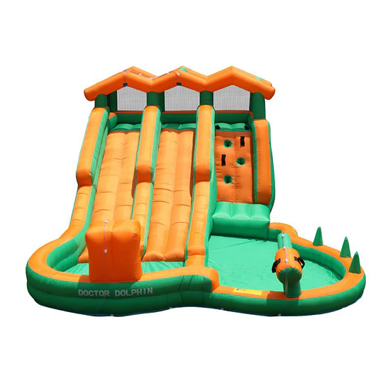 Juego Inflable Acuático Doble Tobogán Kidscool Con Escalador y Piscina