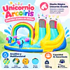  Juego Inflable Acuático Unicornio Arcoíris Kidscool Con Doble Tobogán y Piscina