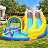  Juego Inflable Acuático Unicornio Arcoíris Kidscool Con Doble Tobogán y Piscina