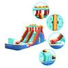  Juego Inflable Acuático Doble Tobogán Kidscool Con Escalador y Piscina 5.5m