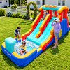 Juego Inflable Acuático Doble Tobogán Kidscool Con Escalador y Piscina 5.5m
