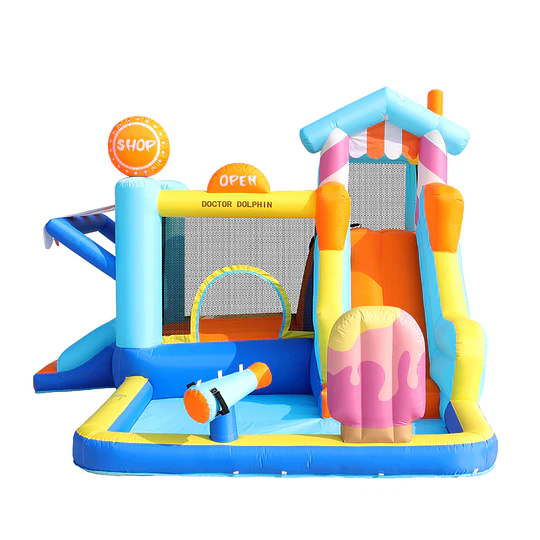 Centro de Juegos Inflable Acuático Candy House Kidscool Con Doble Tobogán y Piscina