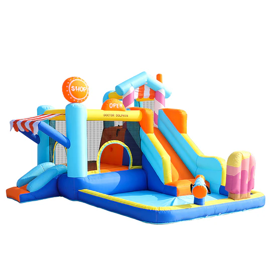 Centro de Juegos Inflable Acuático Candy House Kidscool Con Doble Tobogán y Piscina