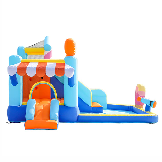 Centro de Juegos Inflable Acuático Candy House Kidscool Con Doble Tobogán y Piscina