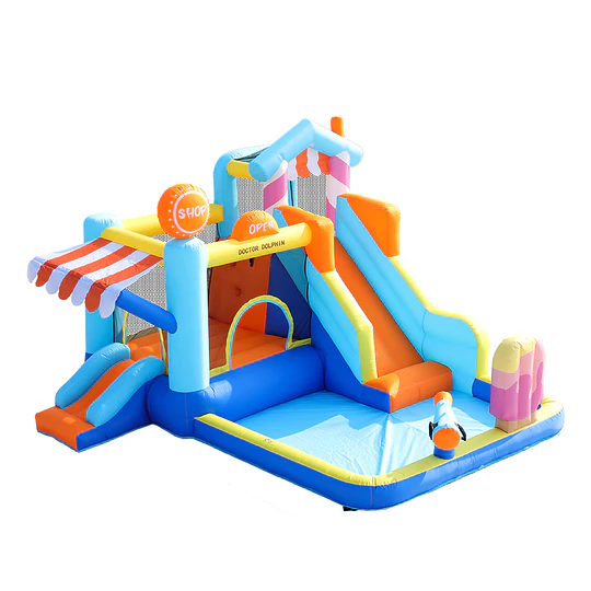 Centro de Juegos Inflable Acuático Candy House Kidscool Con Doble Tobogán y Piscina