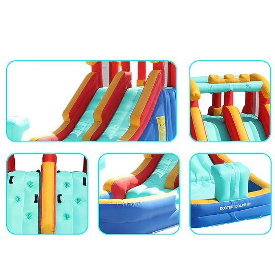 Centro de Juegos Inflable Acuático Candy House Kidscool Con Doble Tobogán y Piscina