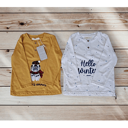 Polera Pack Botones Perro Niño Infanti