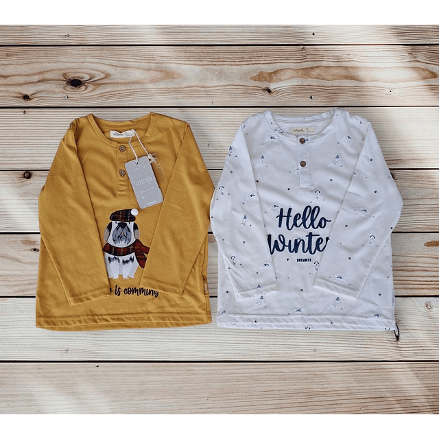 Polera Pack Botones Perro Niño Infanti