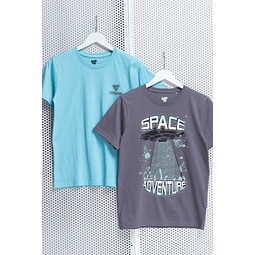 Pack Poleras Niño Celeste Gris Federation