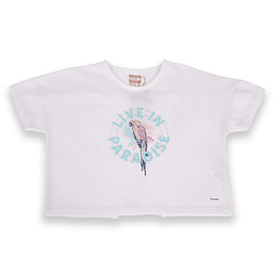 Polera Manga Corta Niña Blanco