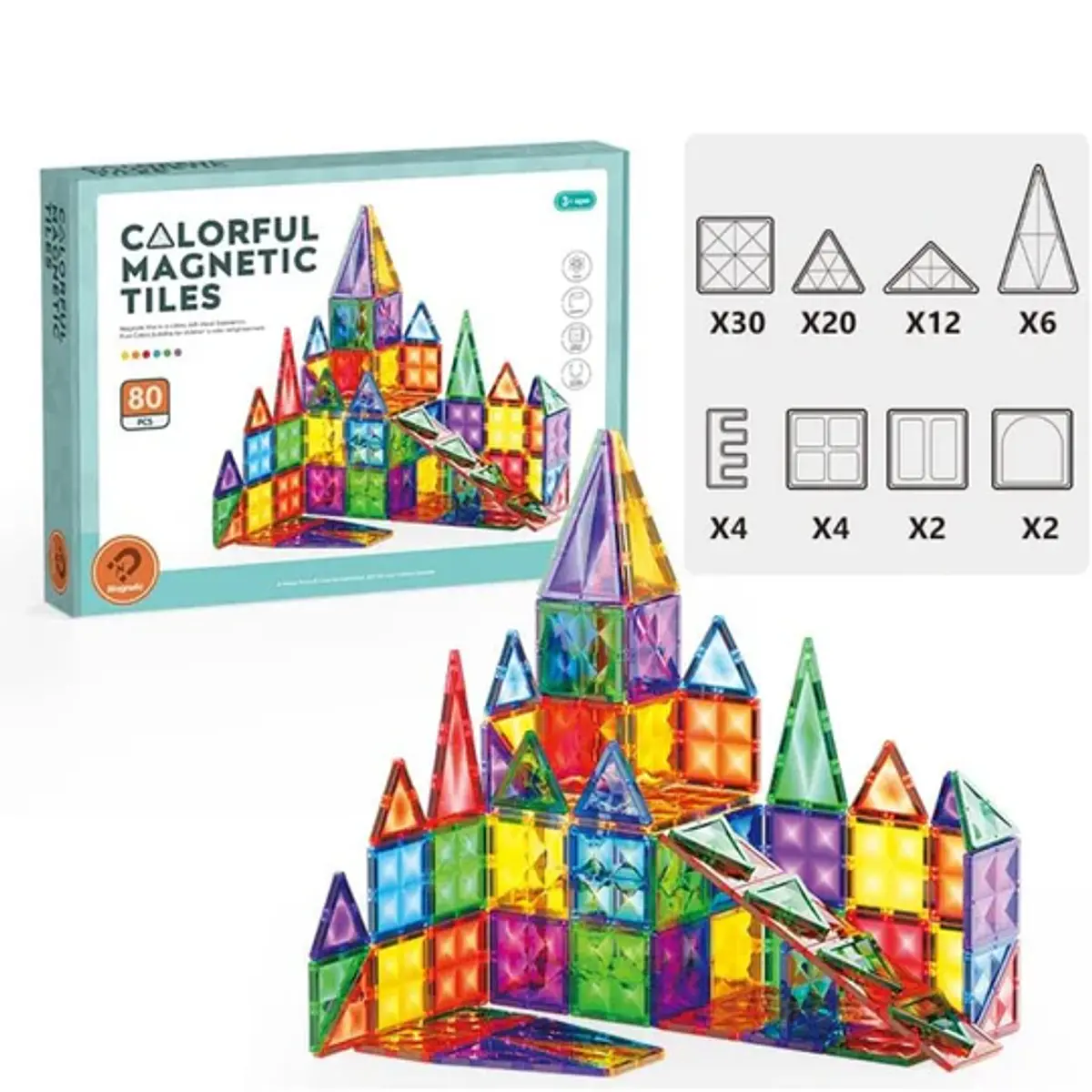 Bloques Magnéticos COOLJOIN De 165 Piezas Para Construir Castillos De Cuento Arcoíris, Con Motivos De Estrellas, Cerezos Y Arcoíris, Ideal Para Niños De 3 A 10 Años, Bolsa Y Manual Incluidas