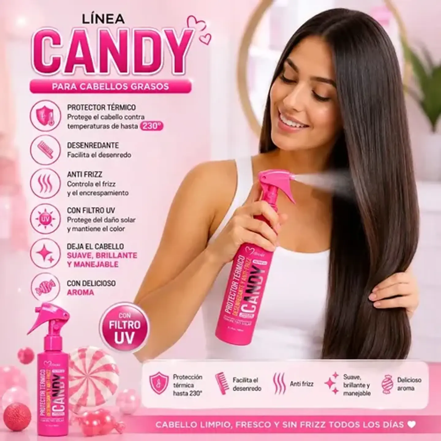 Protector Térmico Misucka Candy Anti Frizz Filtro Sola180 Ml 9