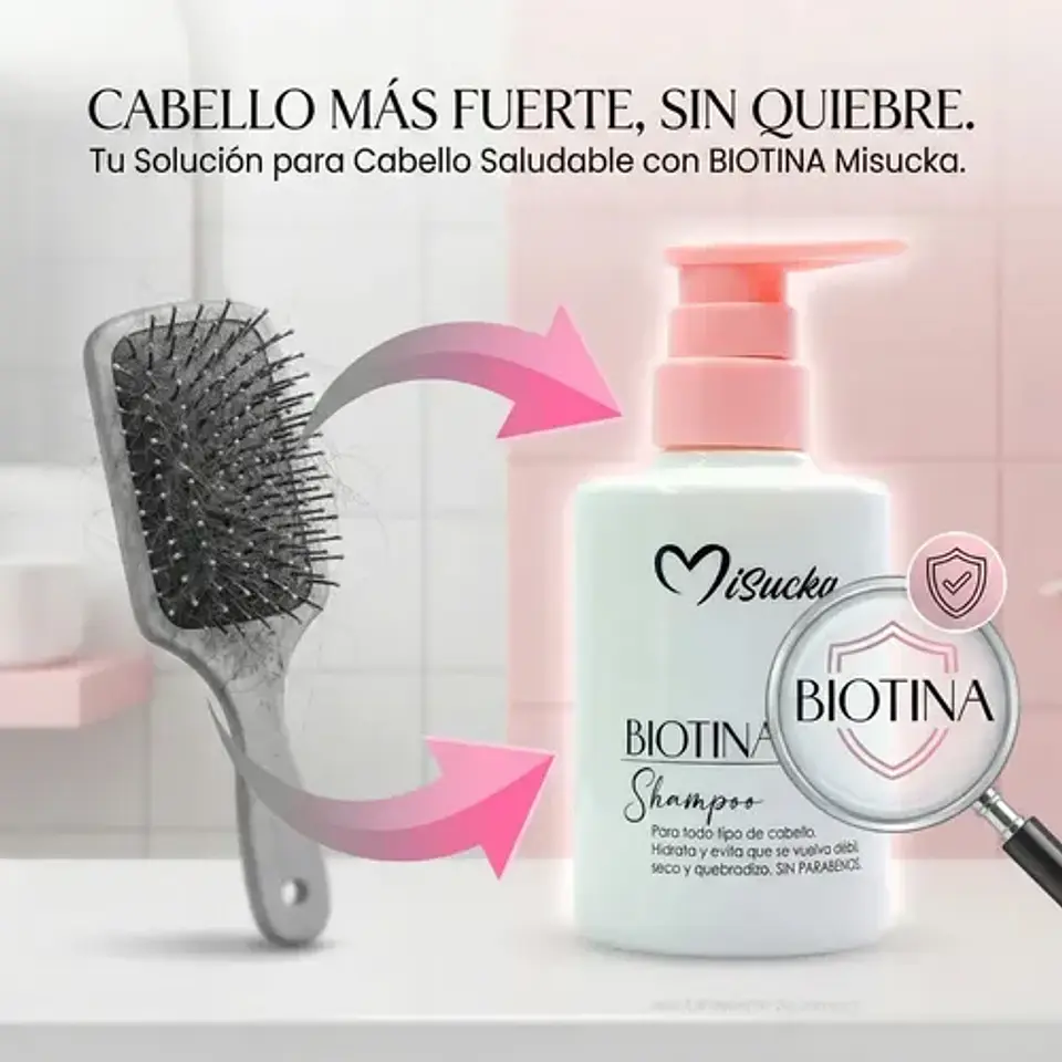 Shampoo Biotina Hidratante Fortalecedor Misucka 300ml 6