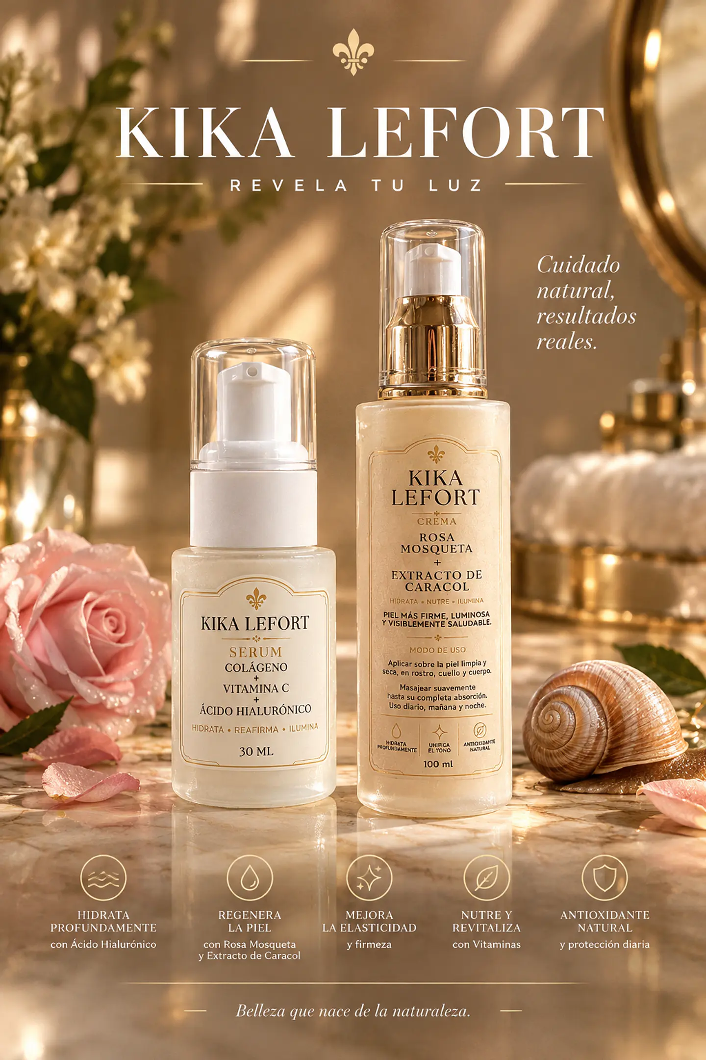 Pack Serum Facial + Crema de Rosa Mosqueta y Extracto de Caracol 1