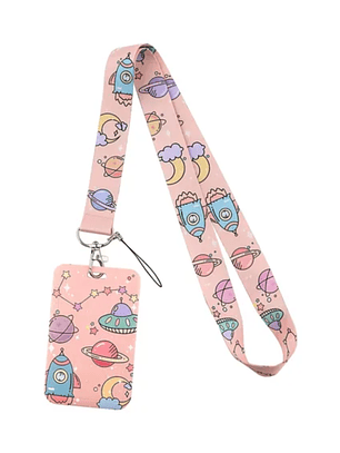 Portacredencial + Lanyard Diseño Universo Planetas