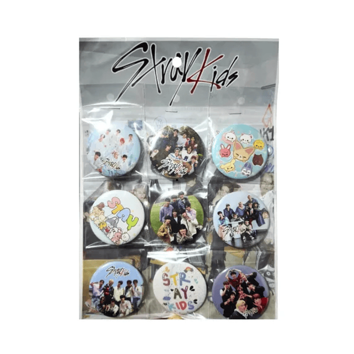 Set 9 Chapitas (Broches) de 6 cm Stray Kids Kpop Boygroup 1