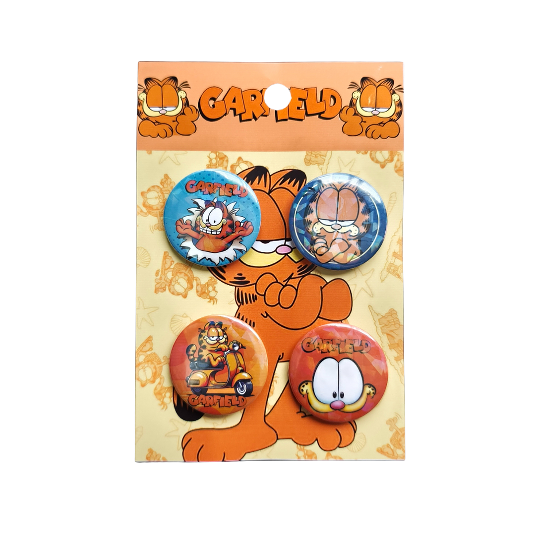 Set 4 Chapitas (Broches) de 3.5cm Garfield 1