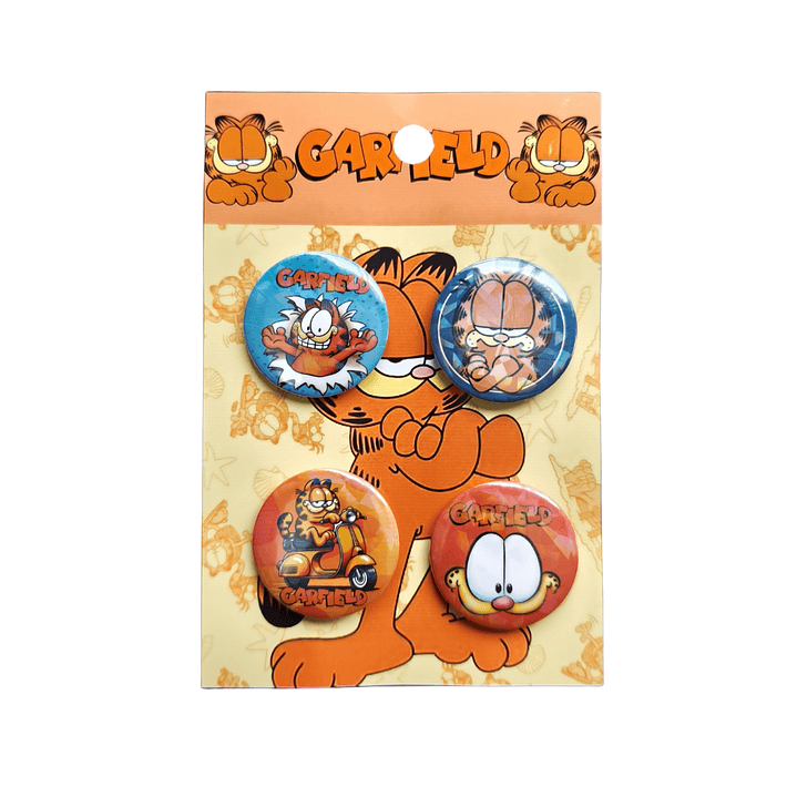 Set 4 Chapitas (Broches) de 3.5cm Garfield 1