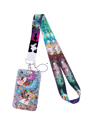 Portacredencial + Lanyard Alicia En El País De Las Maravillas