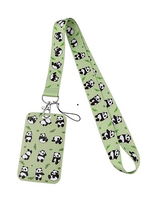 Portacredencial + Lanyard Oso Osito Panda Kawaii