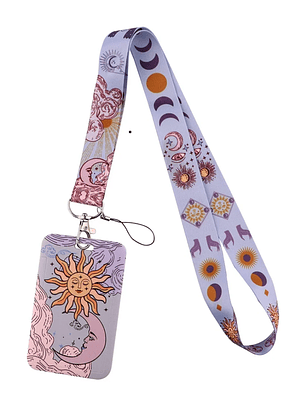 Portacredencial + Lanyard Diseño Sol y Luna