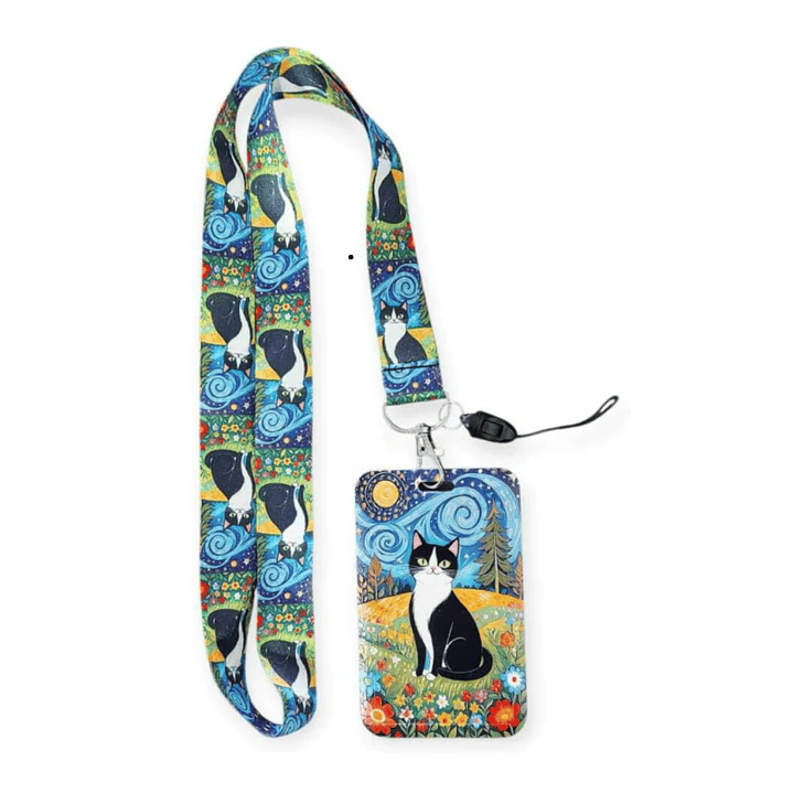 Portacredencial + Lanyard Gatitos Colorido Animales Kawaii 1