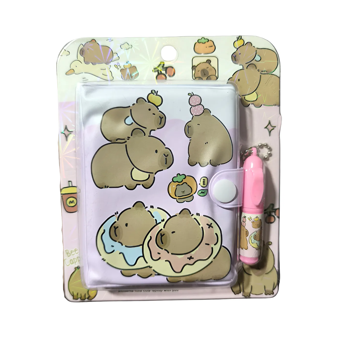Mini Libreta + Lápiz Diseño Capybara Kawaii 1