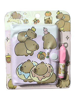 Mini Libreta + Lápiz Diseño Capybara Kawaii