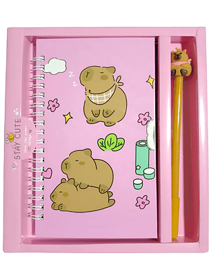 Agenda Diario De Vida + Lápiz Diseño Capybara Kawaii
