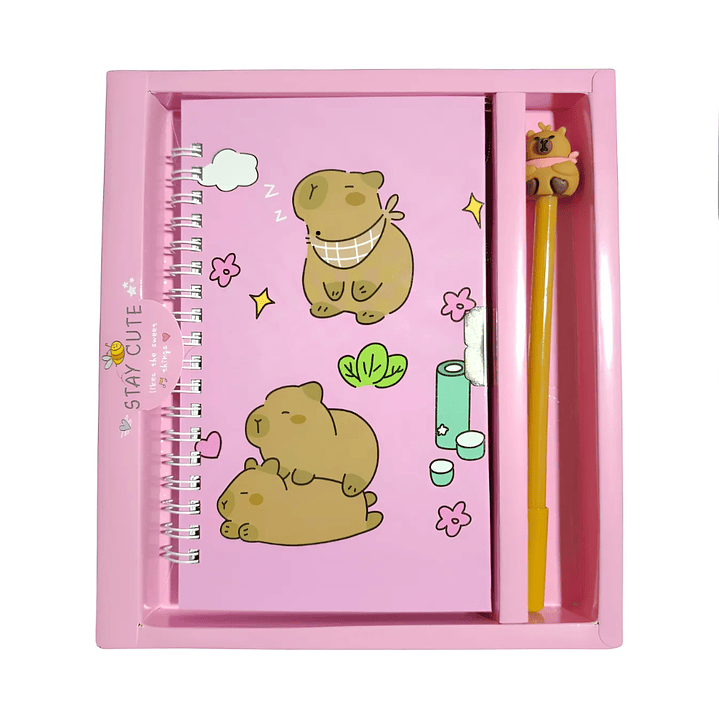 Agenda Diario De Vida + Lápiz Diseño Capybara Kawaii 1