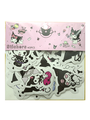 Set 40 Stickers Diseño Kuromi Kawaii