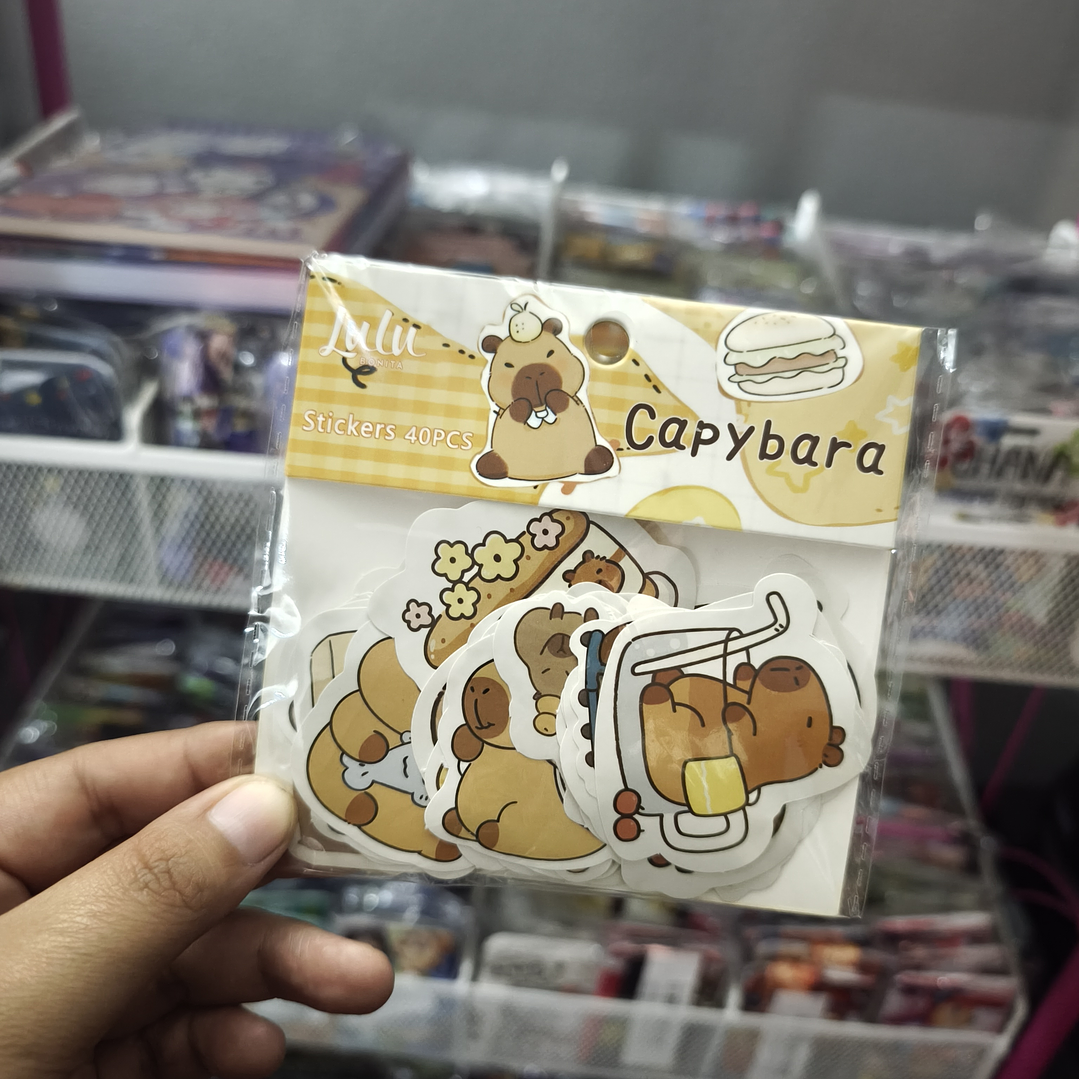 Set 40 Stickers Diseño Capybara Kawaii 2