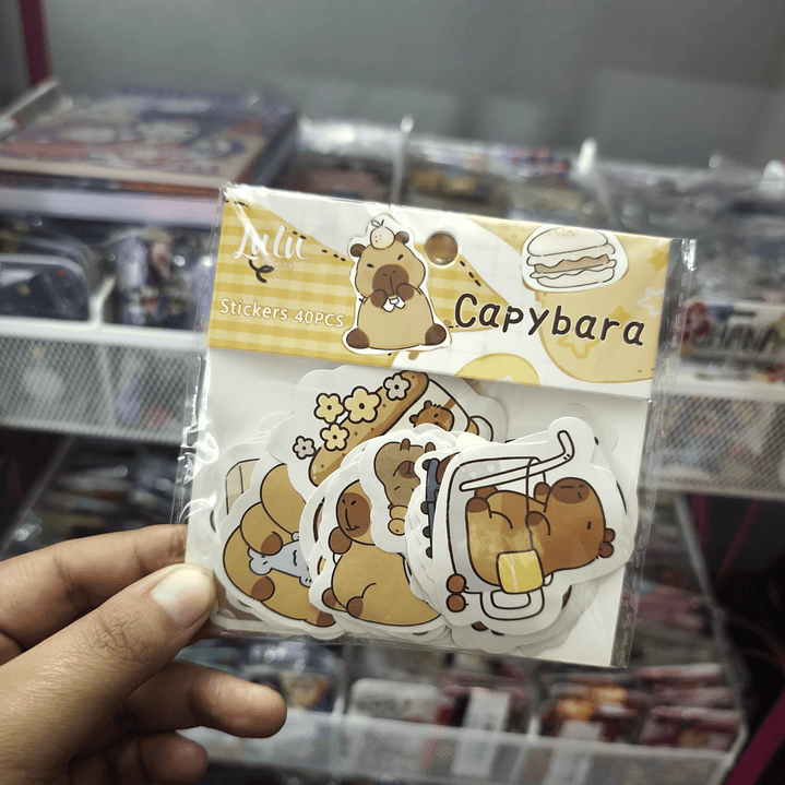 Set 40 Stickers Diseño Capybara Kawaii 2