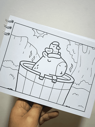Libro Para Colorear Diseño Capybara Tapa Dura 48 Ilustraciones